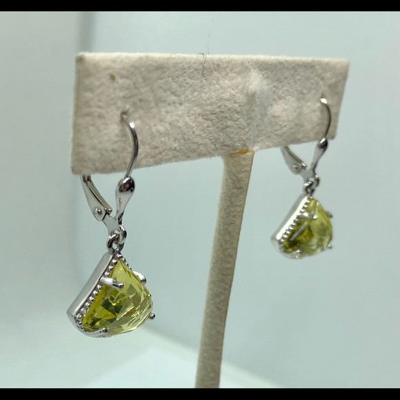 Green Gold Quartz 925 Earrings - Picture 2 of 4